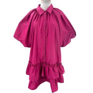 NWT Aureum voluminous sleeve tiered ruffle dress pink sz L